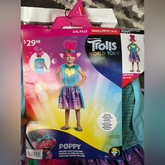 New trolls toddler girl princess poppy costume size 4-6 - Picture 5 of 5